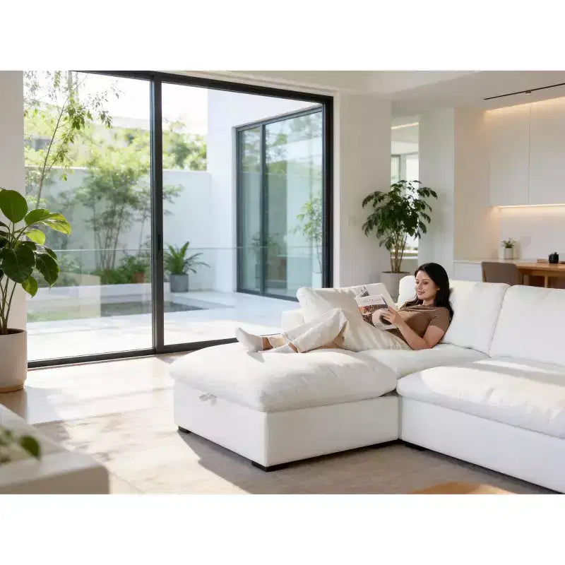 Dyonery 120 Oversized Cloud Modular Sectional Sofa for Living Room,Down-Filled Wide Deep Seat Couch,Solid Wood Frame,Tool Free Assembly,Dark Gray