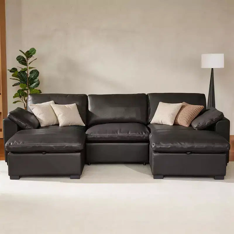 Dyonery 120 Oversized Cloud Modular Sectional Sofa for Living Room,Down-Filled Wide Deep Seat Couch,Solid Wood Frame,Tool Free Assembly,Dark Gray