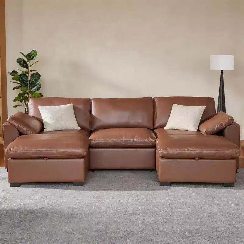 Dyonery 120 Oversized Cloud Modular Sectional Sofa for Living Room,Down-Filled Wide Deep Seat Couch,Solid Wood Frame,Tool Free Assembly,Dark Gray