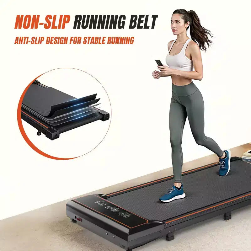 Tapis de course compact sans bras JIONJOY : Marcheur silencieux sous le bureau pour petits espaces, mince et portable - Idéal pour le bureau à domicile et l'entraînement en appartement