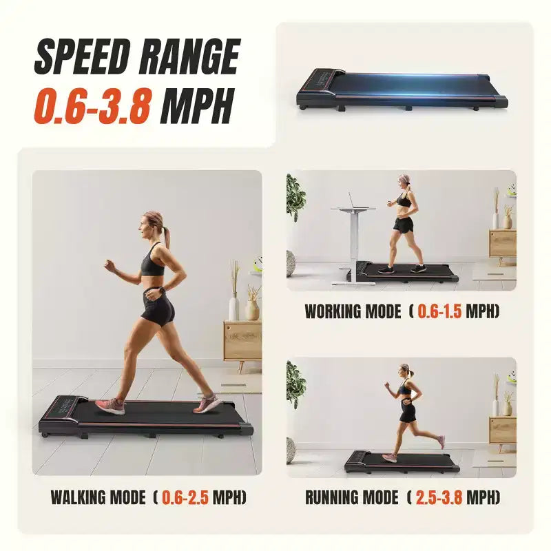 Tapis de course compact sans bras JIONJOY : Marcheur silencieux sous le bureau pour petits espaces, mince et portable - Idéal pour le bureau à domicile et l'entraînement en appartement