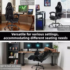 PU Gaming Chair with Reclining Backrest and Retractable Footrest, High Back Swivel Computer Desk Chair for Gamers & Home Office-Panipeachy