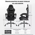 PU Gaming Chair with Reclining Backrest and Retractable Footrest, High Back Swivel Computer Desk Chair for Gamers & Home Office-Panipeachy