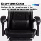PU Gaming Chair with Reclining Backrest and Retractable Footrest, High Back Swivel Computer Desk Chair for Gamers & Home Office-Panipeachy