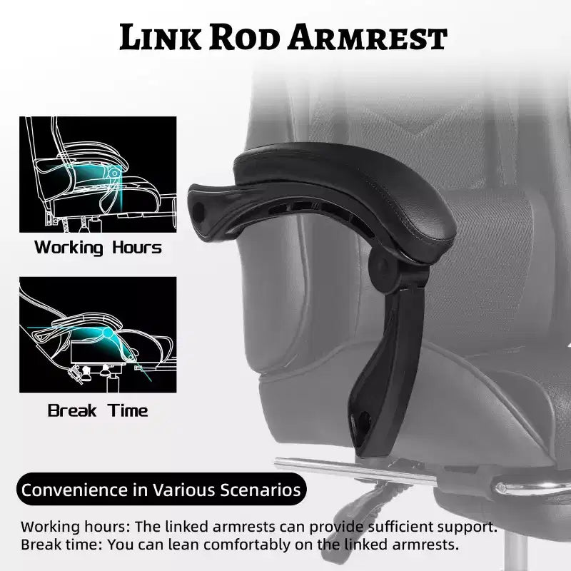 PU Gaming Chair with Reclining Backrest and Retractable Footrest, High Back Swivel Computer Desk Chair for Gamers & Home Office-Panipeachy