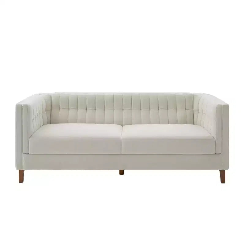 Christopher Knight Home Panadda Modern 76 3-Seater Wooden Chenille Upholstered Sofa with Channel Tufted Backrest