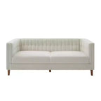 Christopher Knight Home Panadda Modern 76 3-Seater Wooden Chenille Upholstered Sofa with Channel Tufted Backrest