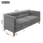 Christopher Knight Home Panadda Modern 76 3-Seater Wooden Chenille Upholstered Sofa with Channel Tufted Backrest