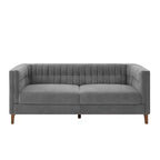 Christopher Knight Home Panadda Modern 76 3-Seater Wooden Chenille Upholstered Sofa with Channel Tufted Backrest