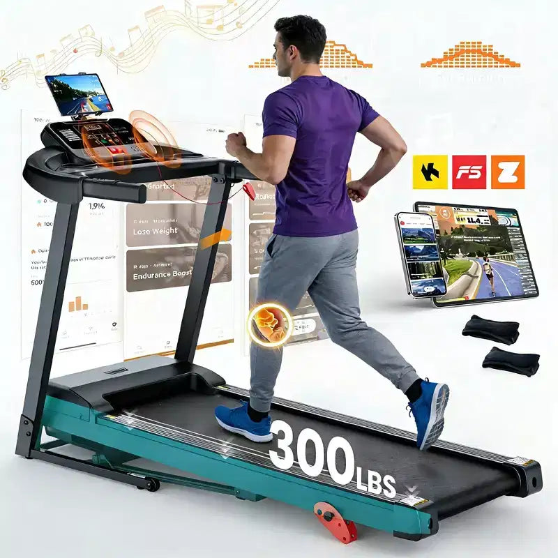Treadmills on Sale,Compact Walking Treadmill with Manual Incline, 3.25HP Foldable Home Cardio Machine, Bluetooth Speakers, 300 lb Capacity