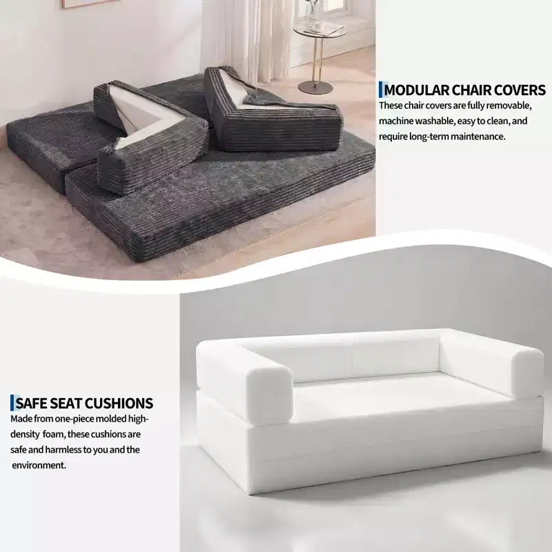 Canapé-lit de 205 cm, canapé-lit convertible 5 en 1, canapé-lit pliant en velours côtelé pour salon, chambre, appartement et dortoir