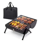 Karl Home Barbecue portable double face au charbon de bois noir de 41,99 cm avec sac de transport