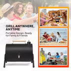 Karl Home Barbecue portable double face au charbon de bois noir de 41,99 cm avec sac de transport