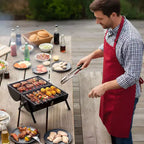 Karl Home Barbecue portable double face au charbon de bois noir de 41,99 cm avec sac de transport