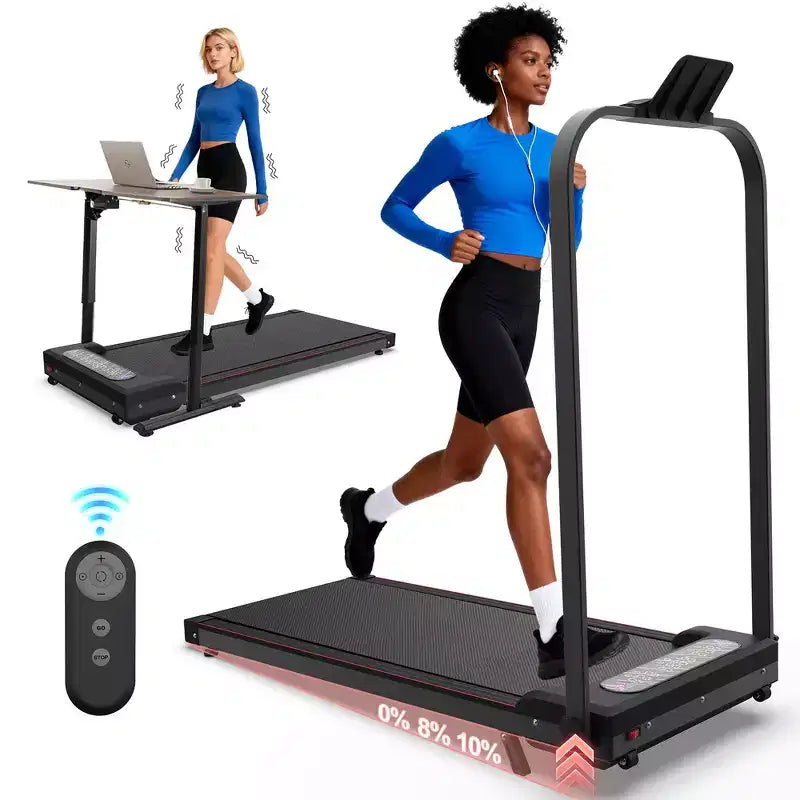 Whisen 2 in 1 Upgrade Foldable Treadmills, Home Exercise Equipment Treadmills, Under Desk Walking Pad with Handle Bar & Incline