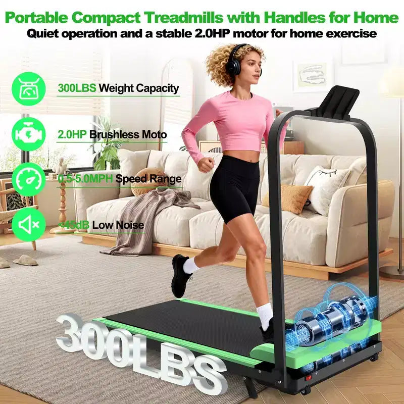 Whisen 2 in 1 Upgrade Foldable Treadmills, Home Exercise Equipment Treadmills, Under Desk Walking Pad with Handle Bar & Incline