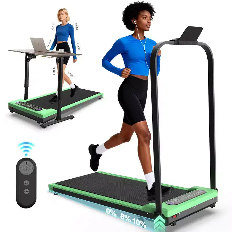Whisen 2 in 1 Upgrade Foldable Treadmills, Home Exercise Equipment Treadmills, Under Desk Walking Pad with Handle Bar & Incline