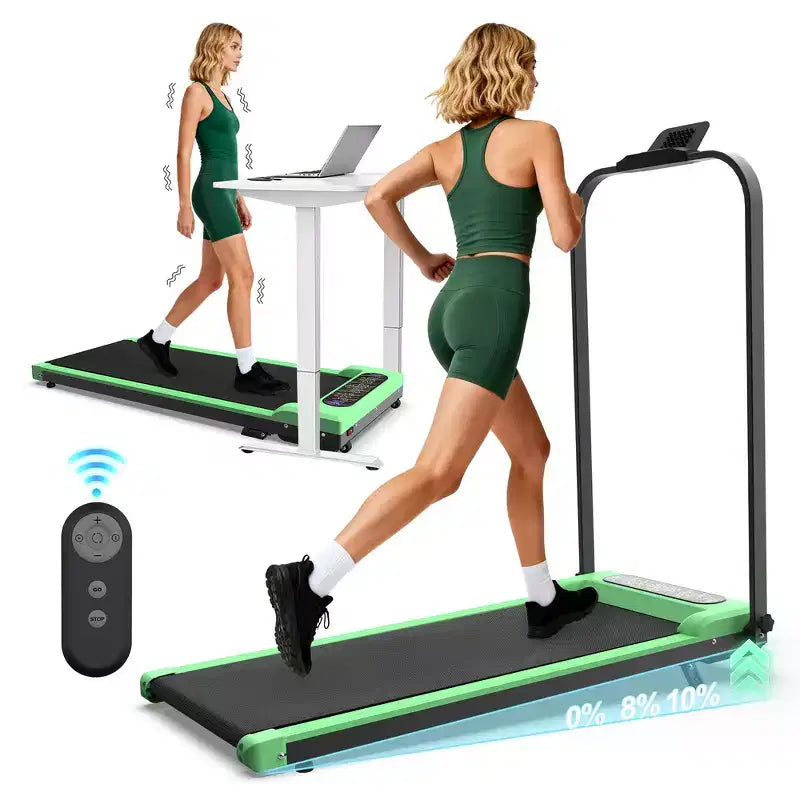 Whisen 2 in 1 Upgrade Foldable Treadmills, Home Exercise Equipment Treadmills, Under Desk Walking Pad with Handle Bar & Incline