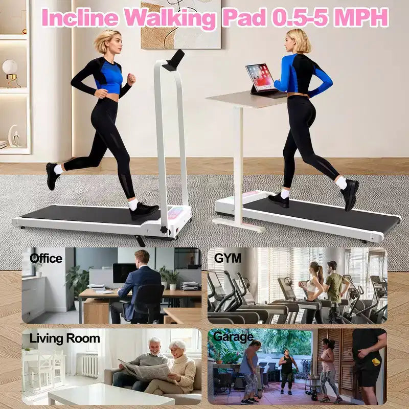 Whisen 2 in 1 Upgrade Foldable Treadmills, Home Exercise Equipment Treadmills, Under Desk Walking Pad with Handle Bar & Incline