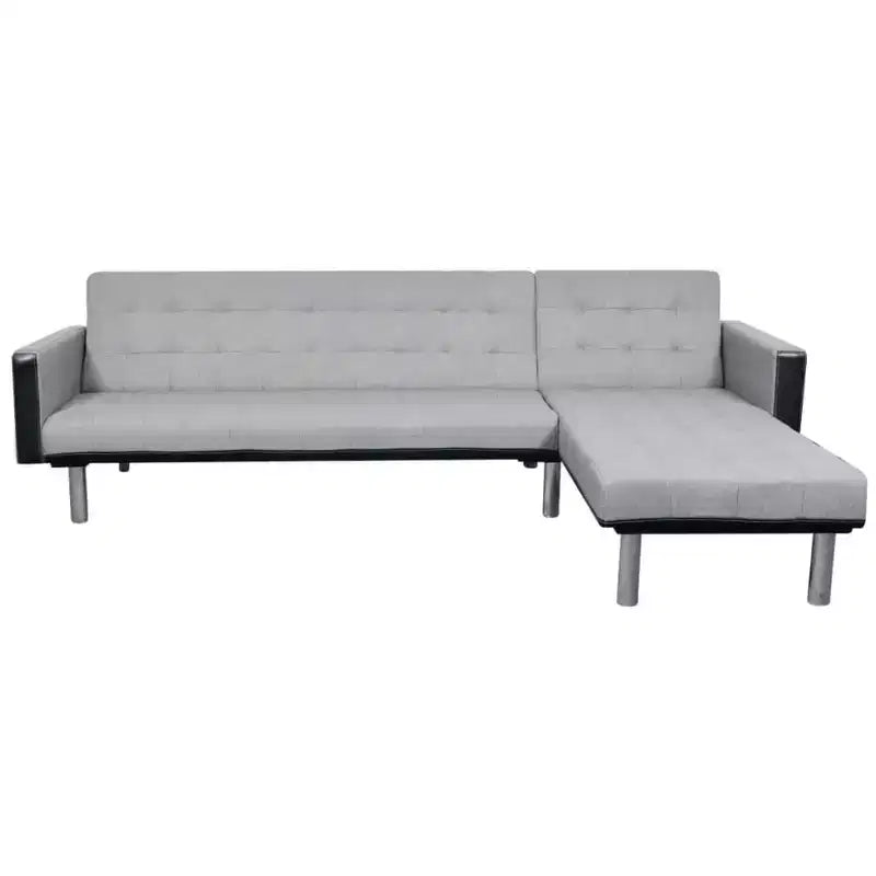 vidaXL Sofa Black and grey Wooden frame, polyester fabric Large - Black