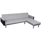 vidaXL Sofa Black and grey Wooden frame, polyester fabric Large - Black