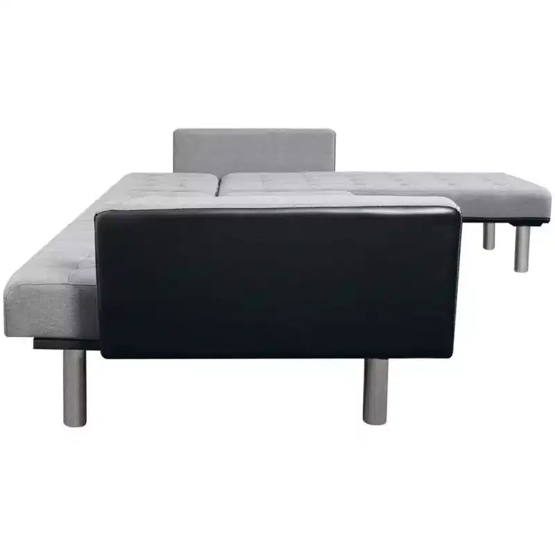vidaXL Sofa Black and grey Wooden frame, polyester fabric Large - Black