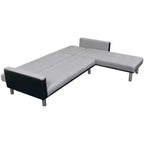 vidaXL Sofa Black and grey Wooden frame, polyester fabric Large - Black