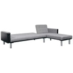 vidaXL Sofa Black and grey Wooden frame, polyester fabric Large - Black