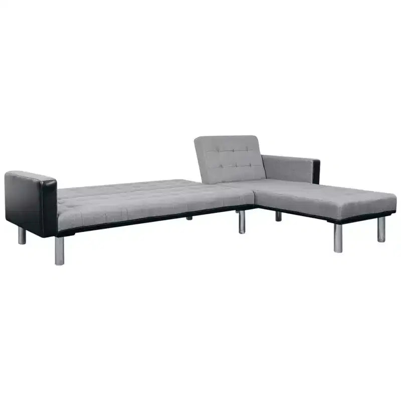 vidaXL Sofa Black and grey Wooden frame, polyester fabric Large - Black