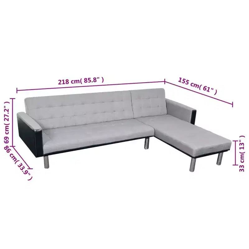 vidaXL Sofa Black and grey Wooden frame, polyester fabric Large - Black