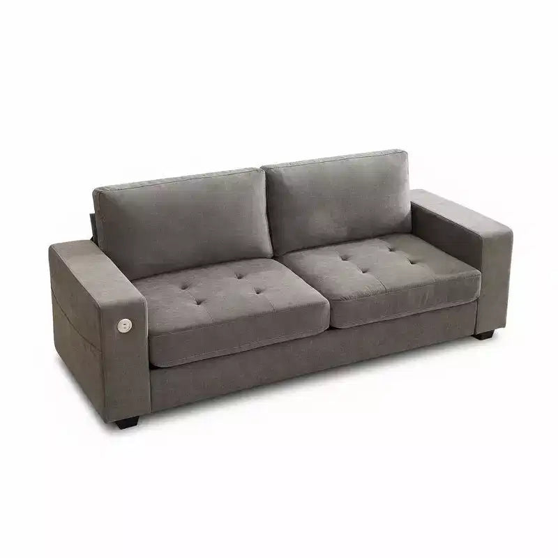 90 Modern Chenille Cloud Couch, 2-Seater Sofa with USB/Type-c Ports, Deep Seat Cushions  Ideal for Small Spaces, Apartments & Living Rooms