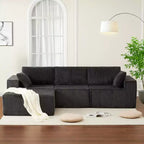 108 Modular Sectional Sofa  Cloud-Like Corduroy L-Shaped Couch with Movable Ottoman, No Assembly, 1200 lbs Capacity - Gray