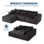 108 Modular Sectional Sofa  Cloud-Like Corduroy L-Shaped Couch with Movable Ottoman, No Assembly, 1200 lbs Capacity - Gray