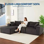108 Modular Sectional Sofa  Cloud-Like Corduroy L-Shaped Couch with Movable Ottoman, No Assembly, 1200 lbs Capacity - Gray
