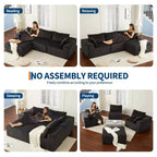108 Modular Sectional Sofa  Cloud-Like Corduroy L-Shaped Couch with Movable Ottoman, No Assembly, 1200 lbs Capacity - Gray