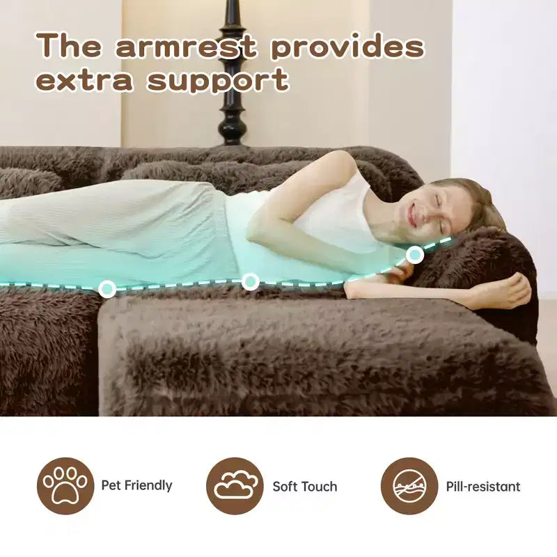 FurnitureR Plush Modular Sectional Sofa with Ottoman, Deep Seat Cloud Couch Upholstered L Shaped Sofa for Living Room, Modern Oversized Couch, Brown