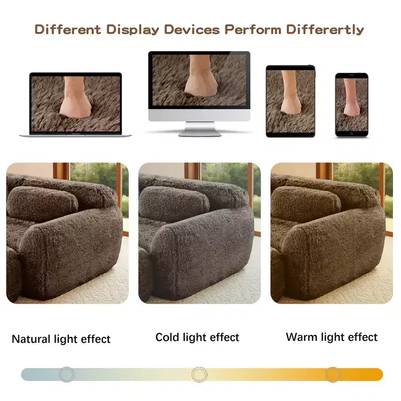 FurnitureR Plush Modular Sectional Sofa with Ottoman, Deep Seat Cloud Couch Upholstered L Shaped Sofa for Living Room, Modern Oversized Couch, Brown