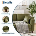Canapé 3 places en similicuir avec 2 coussins, Canapé moderne à assise profonde, Accoudoirs larges et pieds en bois, Meuble de soutien robuste pour salon, bureau