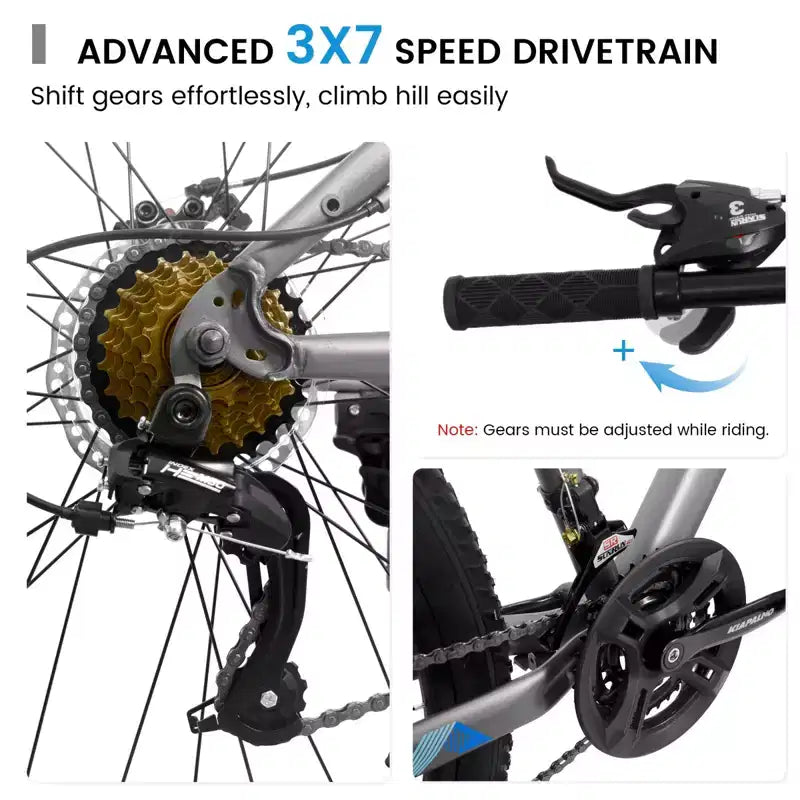 NAYSAYE 26 Inch Mountain Bike 21 Speed Adult Bicycle with High Carbon Steel Frame and Dual Mechanical Disc Brakes, 67*26.5*38