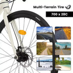 Vélo de route NAYSAYE 700C, 16 vitesses, cadre léger en aluminium avec double freins à disque pour hommes et femmes, 68*18*37.5