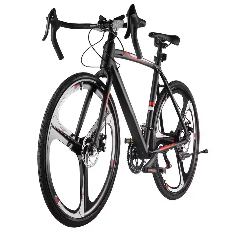 NAYSAYE Vélo de course sur route Cadre léger en alliage d'aluminium Frein à disque Performance aérodynamique Vélo de ville, Noir, 53.54*8.27*30.31