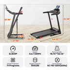 Tapis de course pliable 3.5 CV pour la maison avec inclinaison et 71 entraînements, capacité de 136 kg, application avec cours d'entraînement gratuits, deux haut-parleurs HiFi, équipement d'exercice
