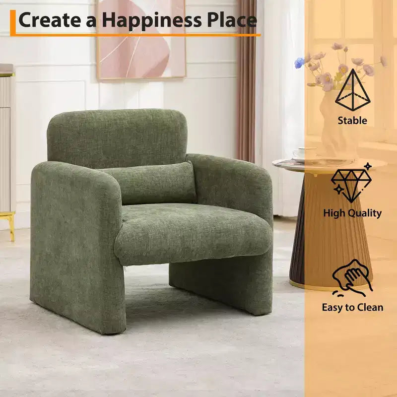 Single Sofa Chair,300LBS,Curved Backrest, Comfortable Armchair,Oversized Reading Chair for Living Room Bedroom Study Office