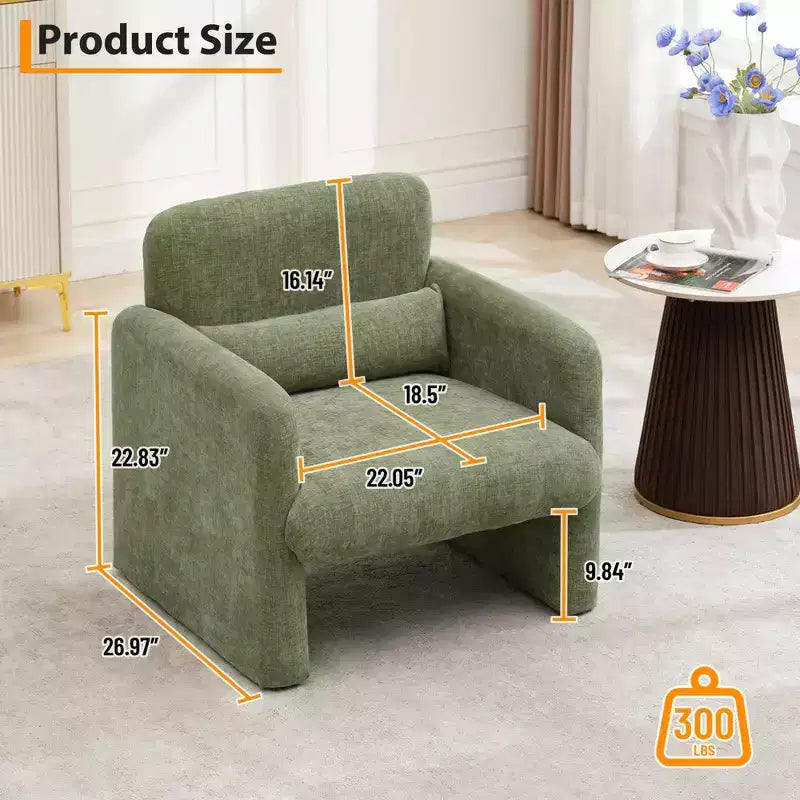 Single Sofa Chair,300LBS,Curved Backrest, Comfortable Armchair,Oversized Reading Chair for Living Room Bedroom Study Office