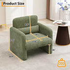 Single Sofa Chair,300LBS,Curved Backrest, Comfortable Armchair,Oversized Reading Chair for Living Room Bedroom Study Office
