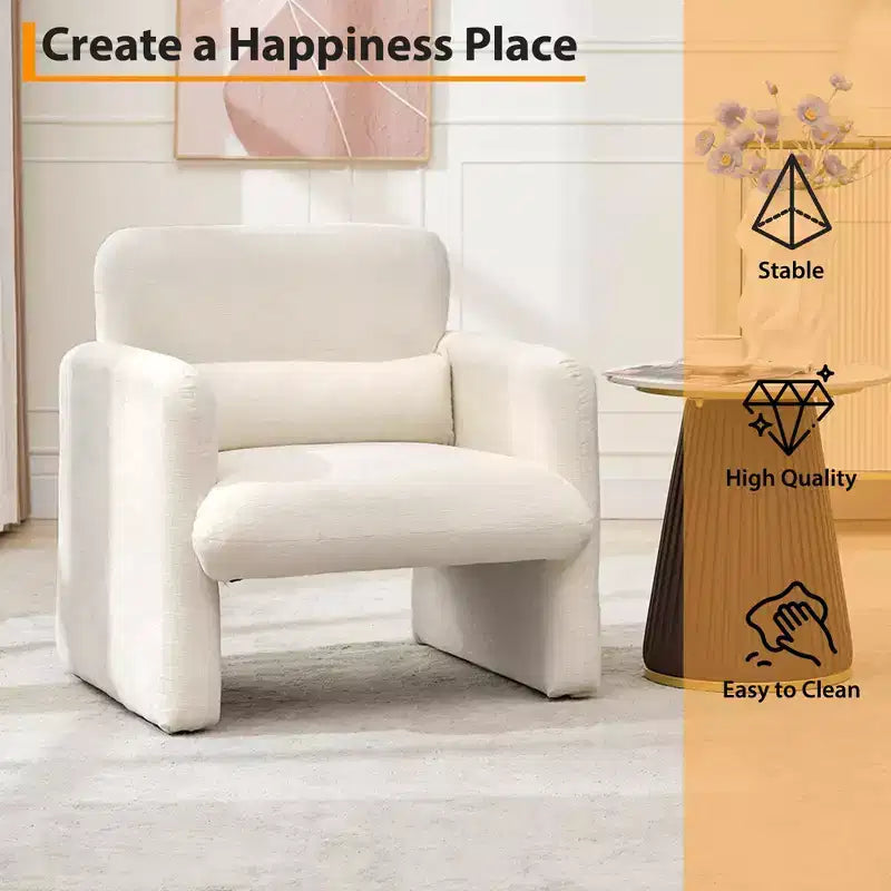 Single Sofa Chair,300LBS,Curved Backrest, Comfortable Armchair,Oversized Reading Chair for Living Room Bedroom Study Office