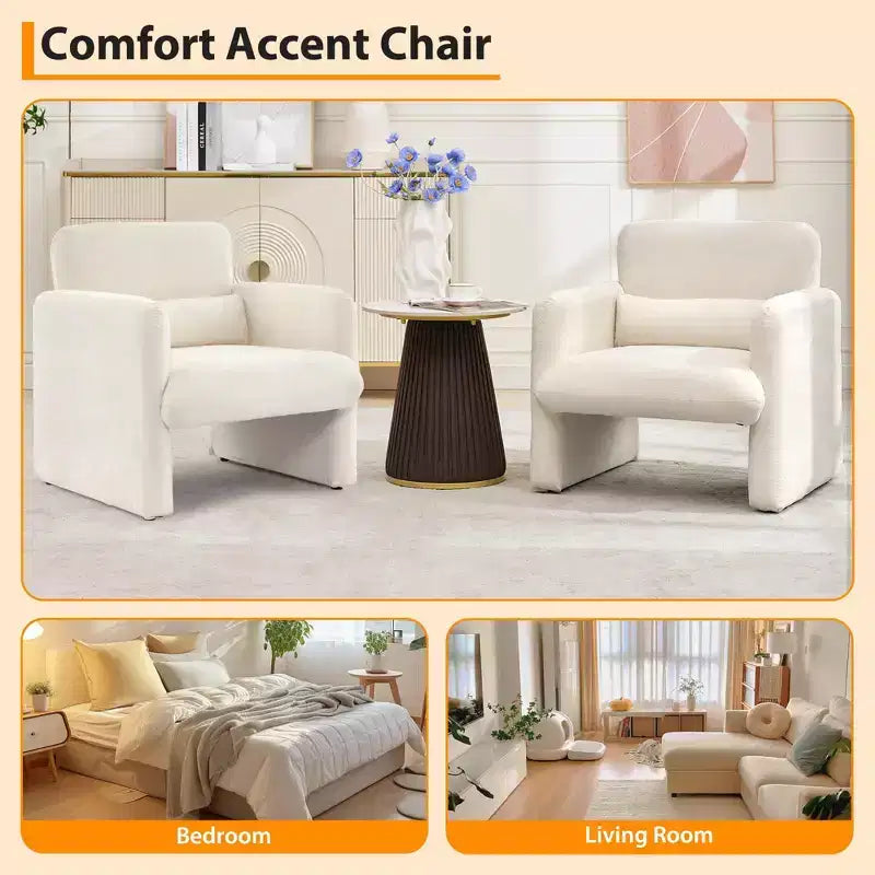 Single Sofa Chair,300LBS,Curved Backrest, Comfortable Armchair,Oversized Reading Chair for Living Room Bedroom Study Office