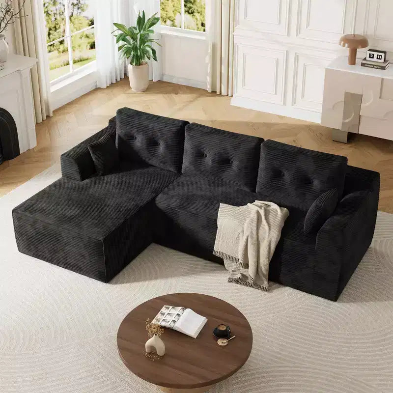 105 Cloud Couch Sectional, Boneless Modular L-Shaped Sofa with Chaise, No Assembly Deep Seat Sofa Bed for Living Room