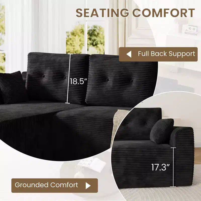 105 Cloud Couch Sectional, Boneless Modular L-Shaped Sofa with Chaise, No Assembly Deep Seat Sofa Bed for Living Room