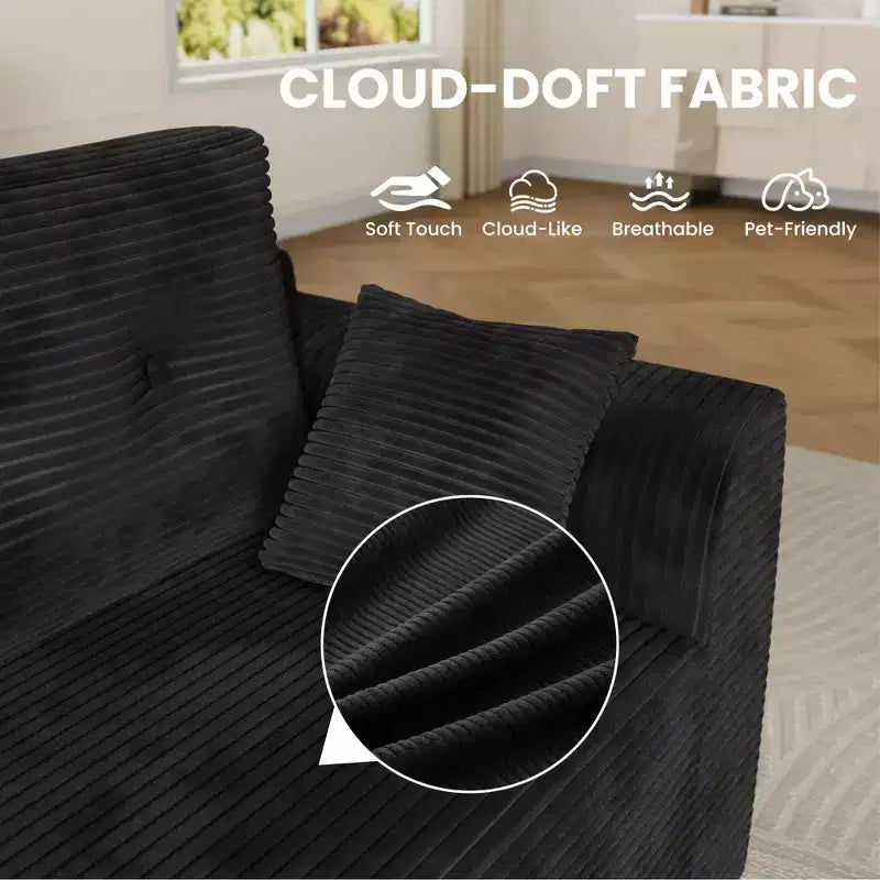 105 Cloud Couch Sectional, Boneless Modular L-Shaped Sofa with Chaise, No Assembly Deep Seat Sofa Bed for Living Room